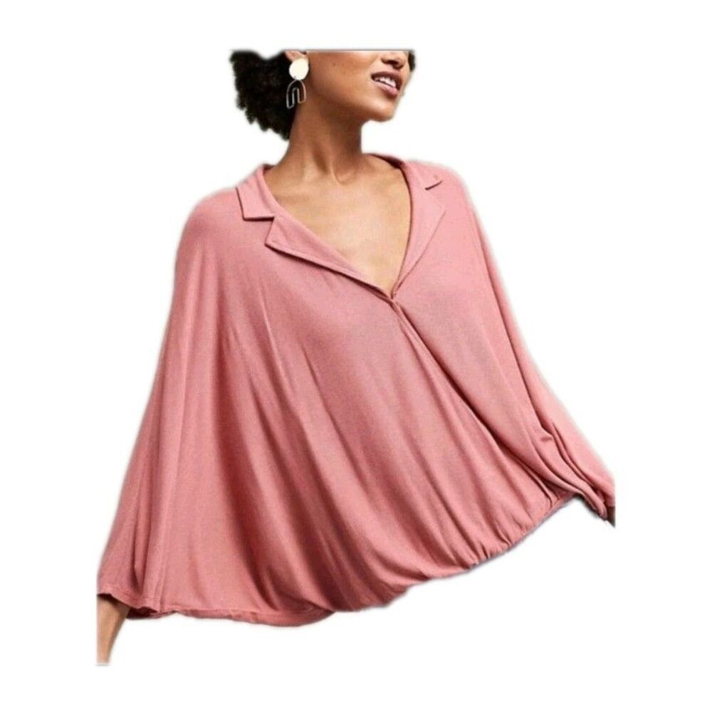 Anthropologie Postmark Womens Mauve Dolman Sleeve Blouse XS/S Boho Oversized GUC